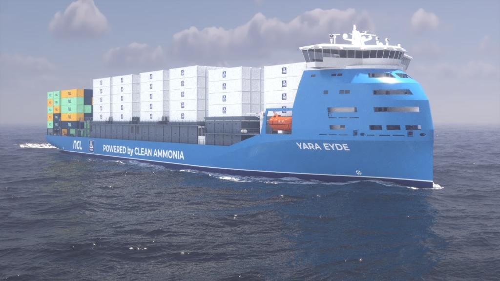 Animated design of the Yara Eyde shipping vessel set to sail in 2026.
